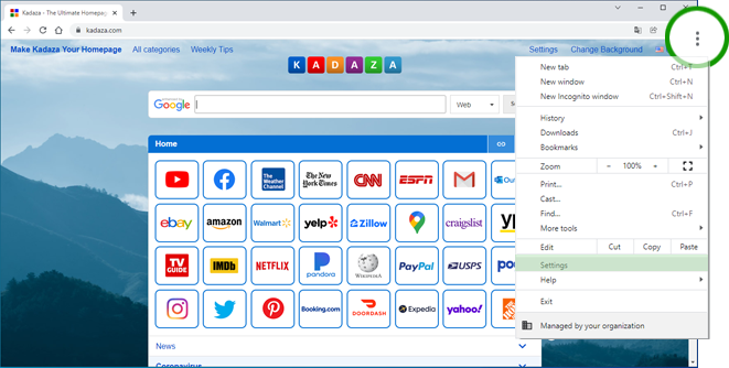 Chrome menu